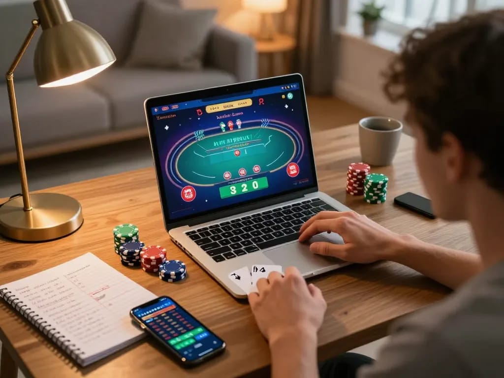 Engaging online blackjack gameplay scene at situs botanicabali showing a player focused on strategy and bankroll management.