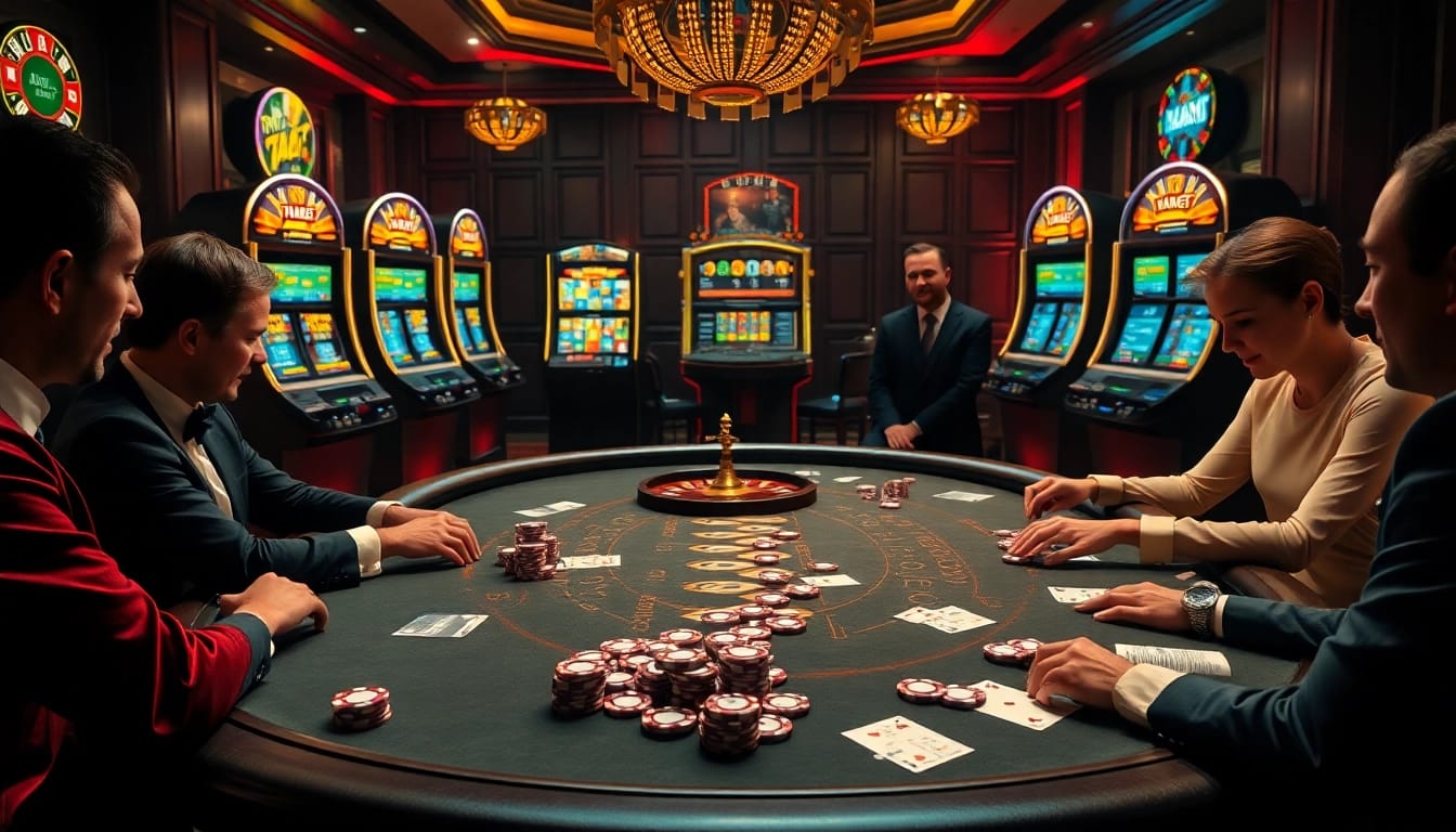 Experience the excitement of THABET with intense poker action and luxury casino elements.