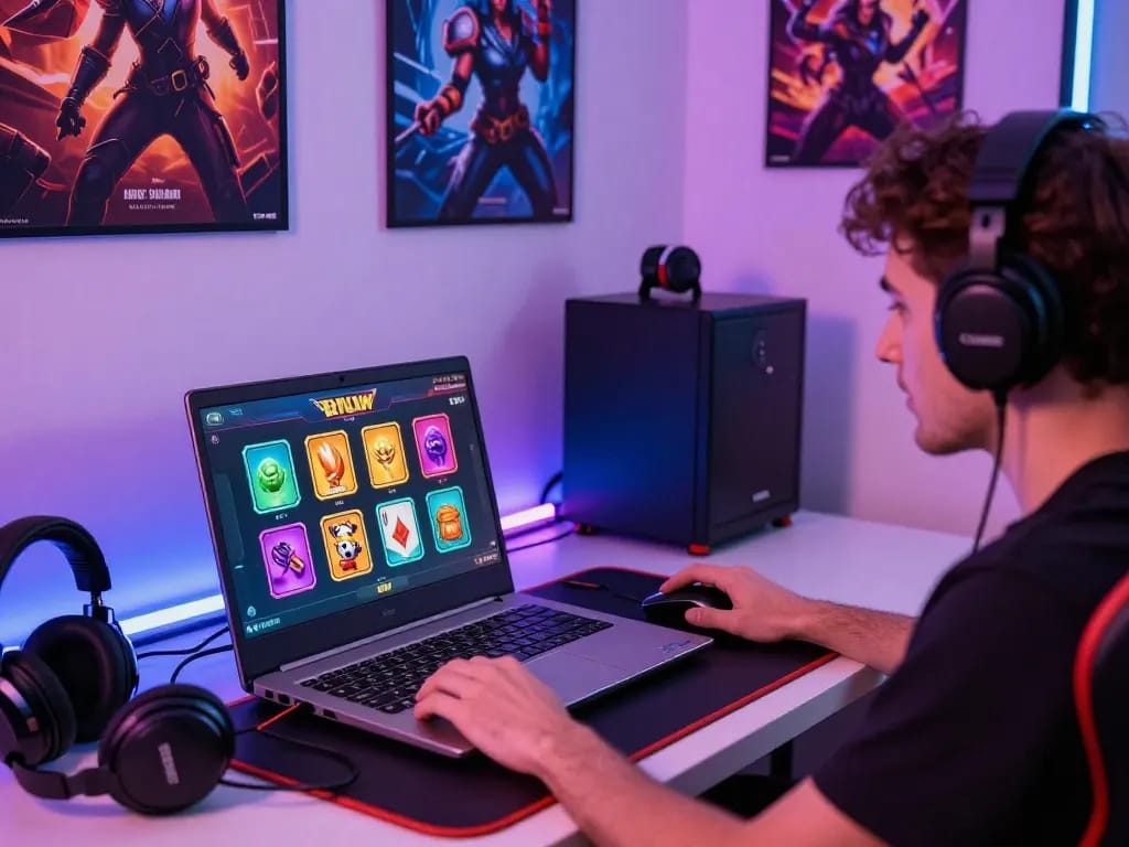 Engaged player at TT88 online gaming platform, showcasing vibrant games and strategic betting.