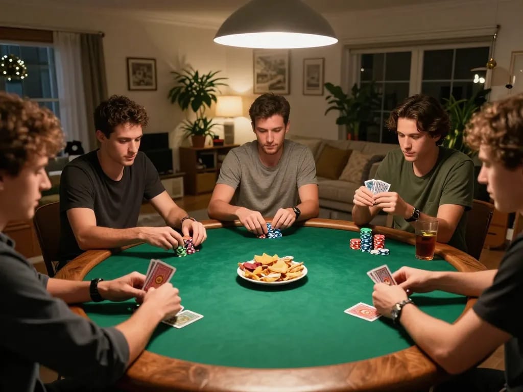 Players enjoying a friendly poker game at home while using the kkwin platform for seamless betting.