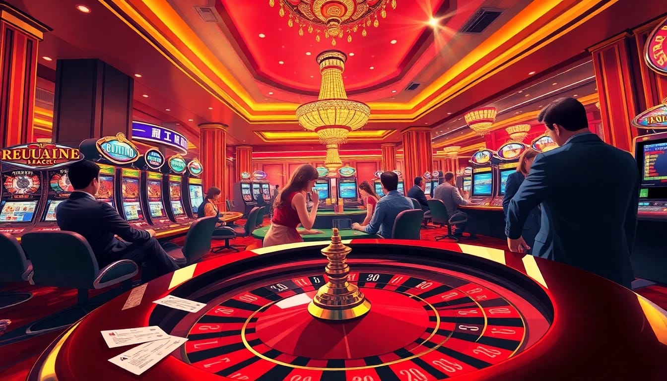 Keluaran Macau results displayed on digital screens in a bustling casino environment.