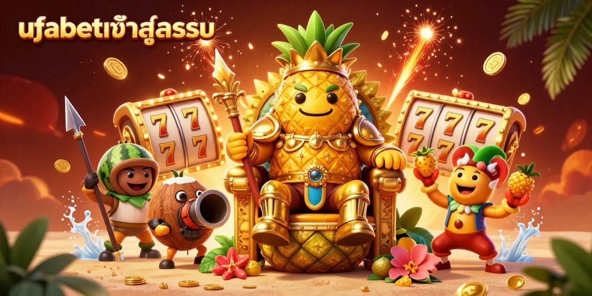 Experience vibrant gaming adventures with ufabetเข้าสู่ระบบ in a lively casino illustration, featuring dynamic characters.