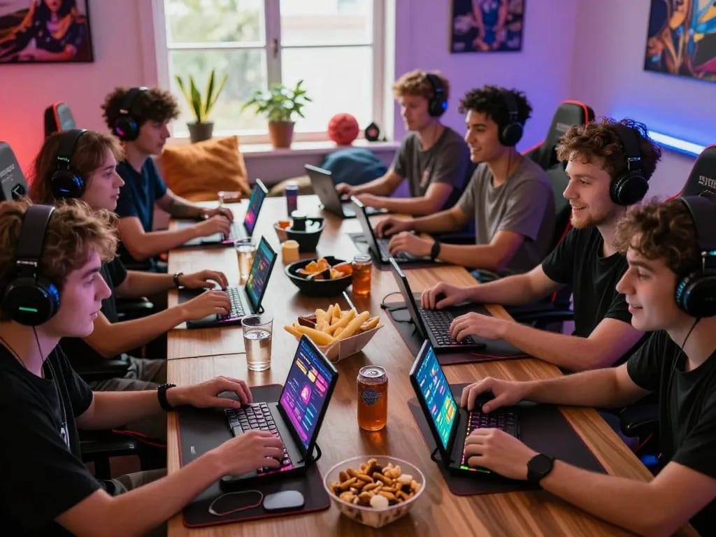 Exciting gaming session featuring SC88 app on various devices among friends.