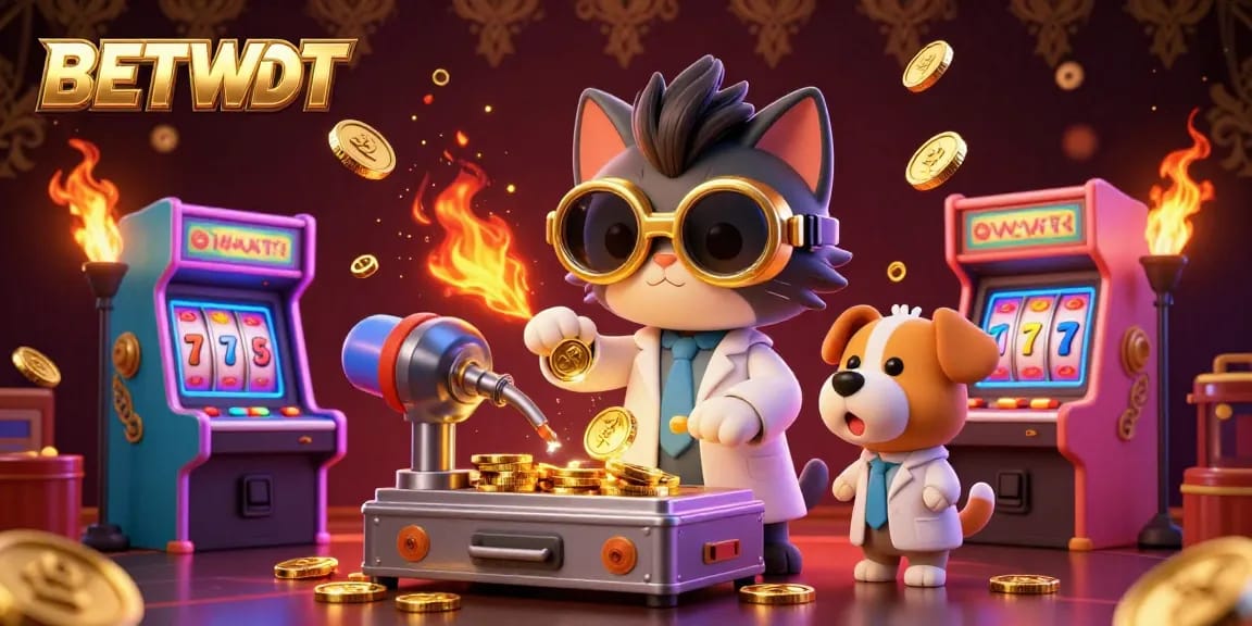 Experience BETBDT as the mad scientist cat creates exciting casino games with dynamic elements.