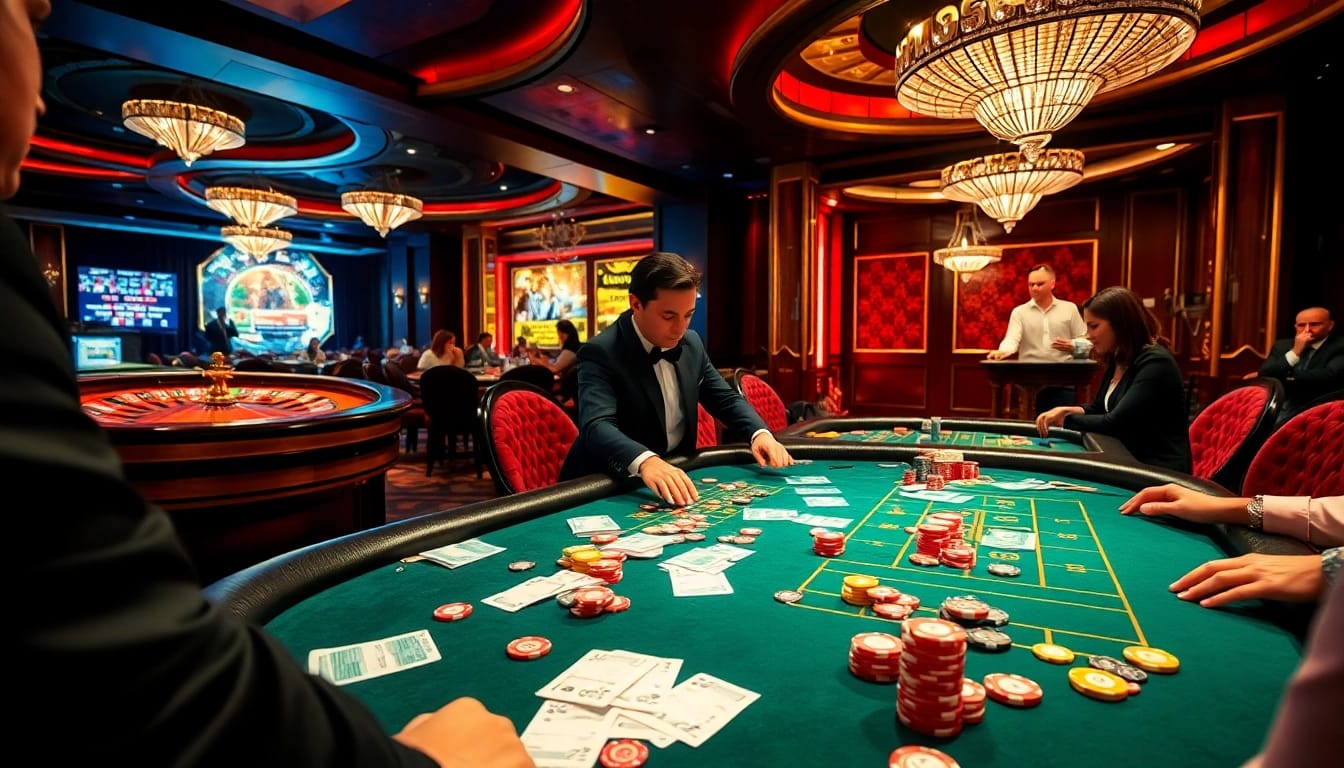 S666 players engaging with high-stakes betting at an elegant casino table.