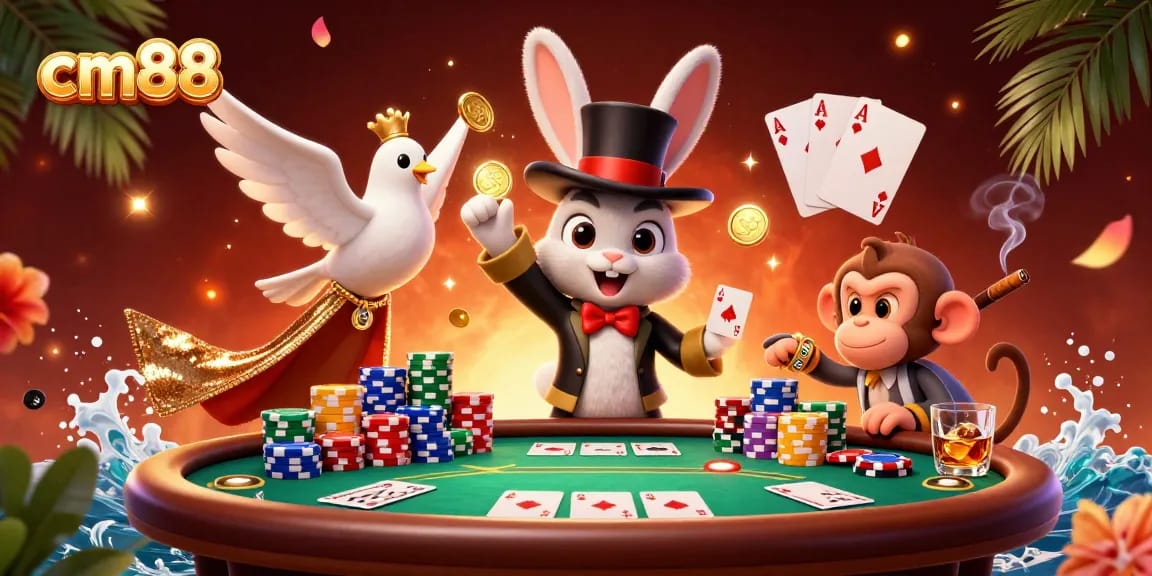 Experience exciting gameplay at cm88 with a magical rabbit and vibrant casino elements.
