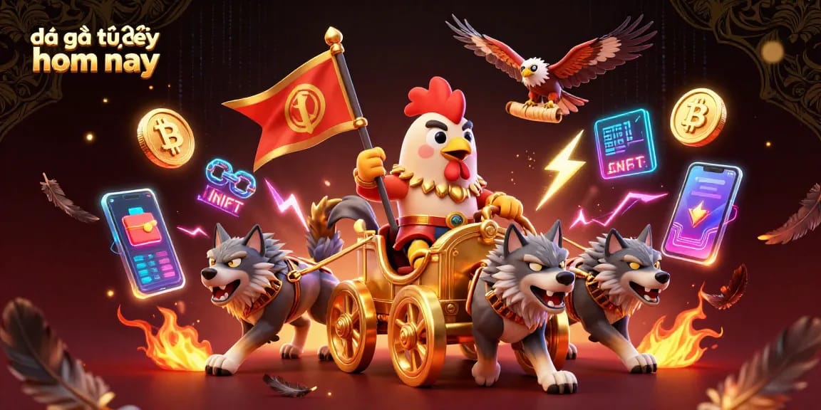 Experience thrilling đá gà trực tiếp hôm nay with our dynamic illustration showcasing action-packed rooster battles in a war arena.