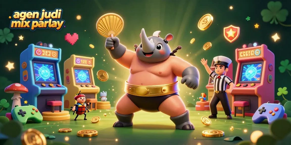 Experience the excitement of agen judi mix parlay with a thrilling scene featuring a dynamic sumo beetle champion and a referee cricket.
