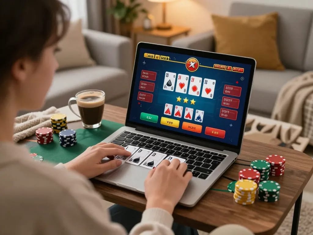 Trải nghiệm sự phấn khích của trò chơi casino KO66 với blackjack trên thiết lập laptop tại nhà.