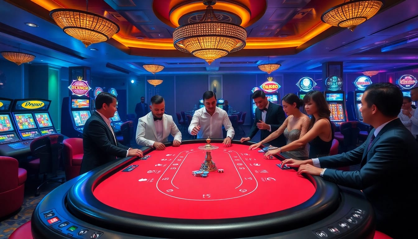 Interactive poker game at KP88 casino with vibrant atmosphere and professional dealers.
