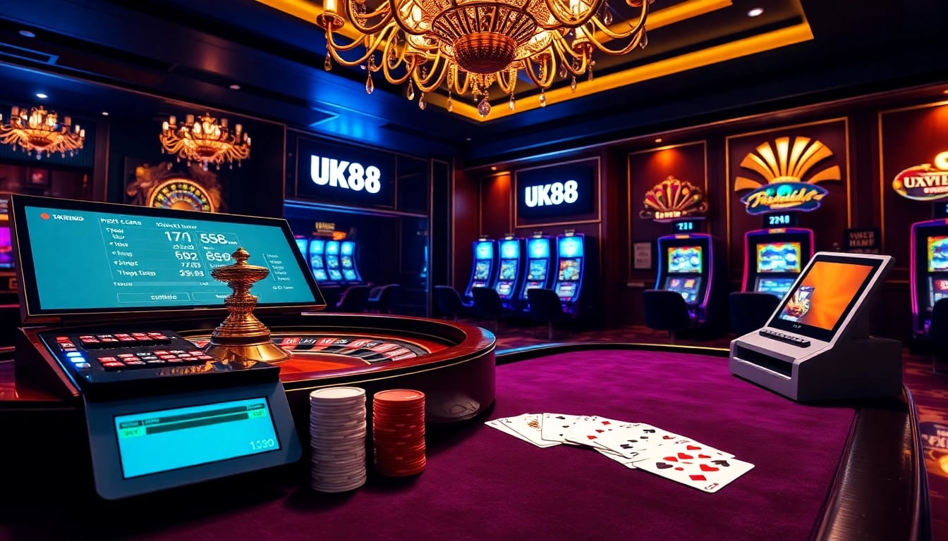 Experience high-stakes excitement at UK88 casino with vibrant roulette and poker games.