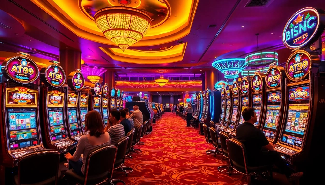 Engaging AT99 slot machines captivating players in a lively casino environment.