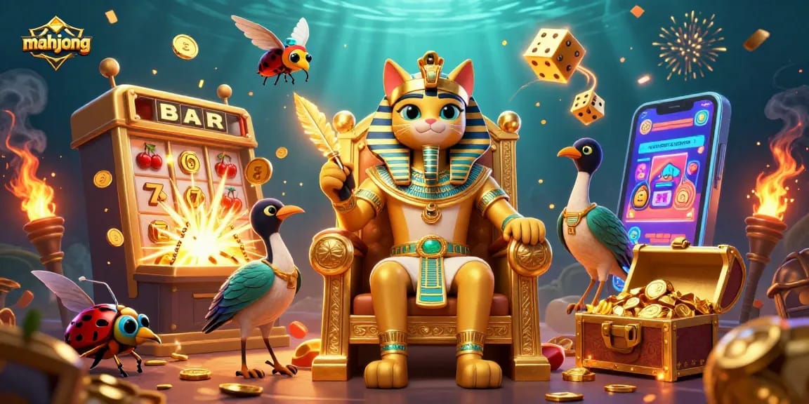 Experience mahjong excitement with vibrant 3D casino elements in this dynamic scene.