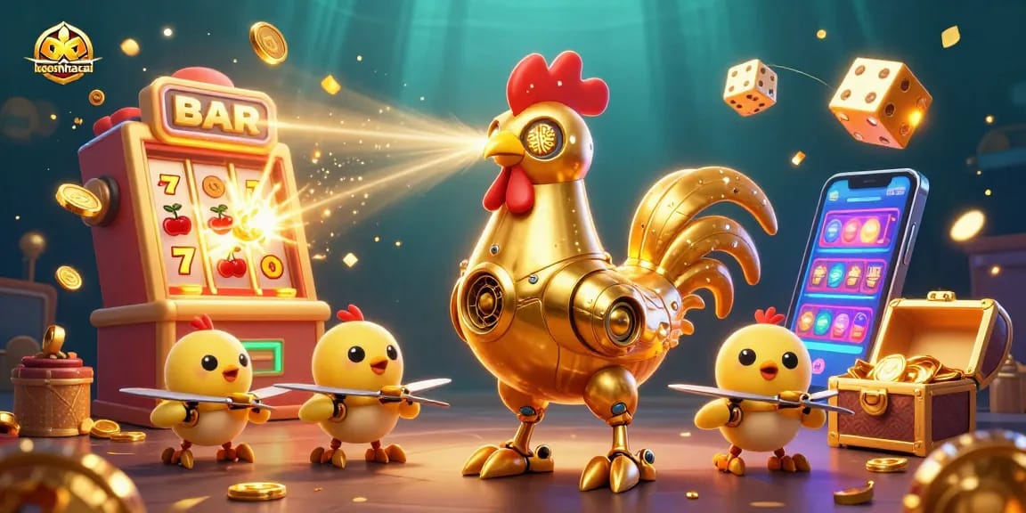 Betters analyze keonhacai odds with exciting 3D casino and robot characters in a dynamic scene.