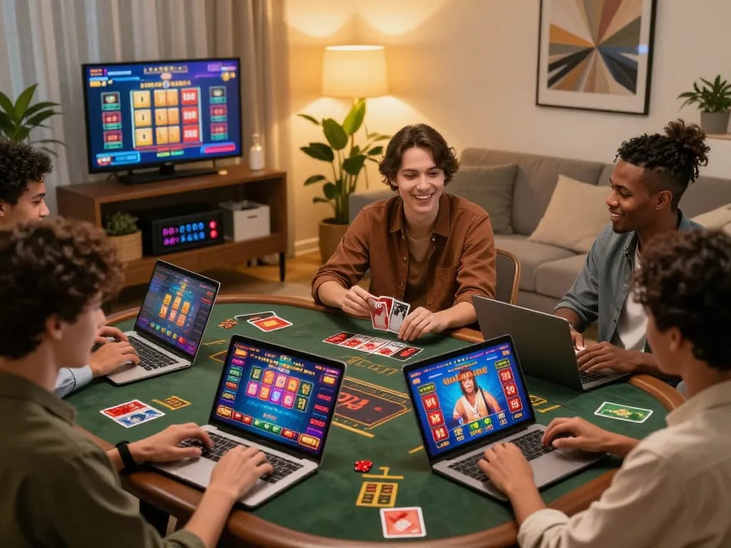 u888 users celebrating their wins during an engaging online gaming session with vivid game interfaces.