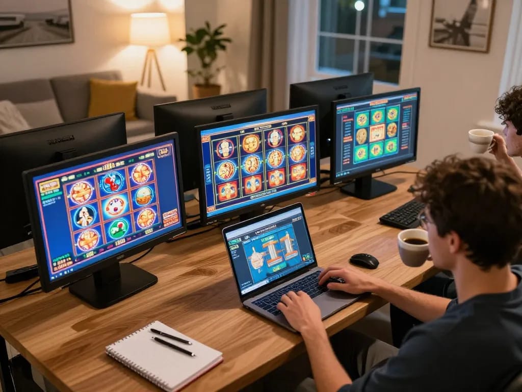 Suasana permainan online di rumah yang menarik dengan Tempo123 Link ditampilkan di laptop, menekankan kenyamanan bermain
