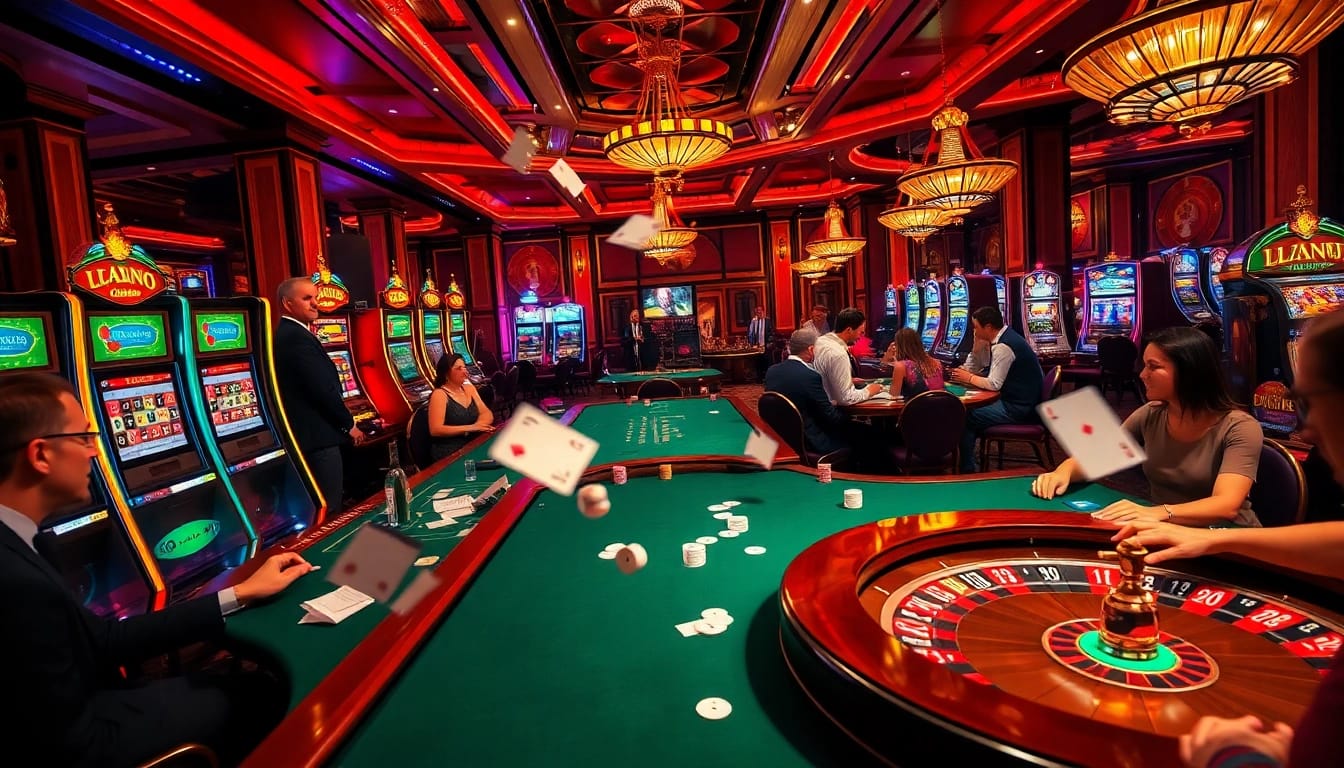 Players enjoying thrilling casino games at L444 with vibrant atmosphere and luxurious setup.
