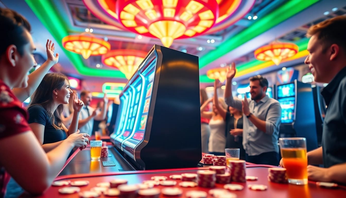 Main slot gacor mudah menang machine attracting players in a lively casino environment.