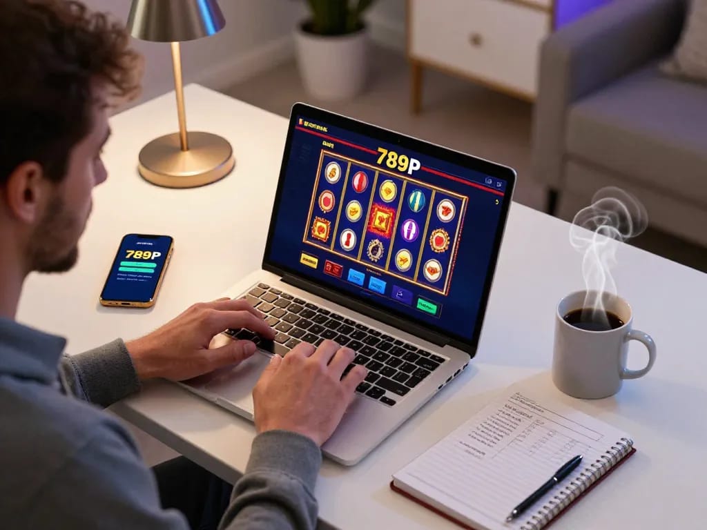 Player engaging in online gaming at 789P on a laptop with betting options visible