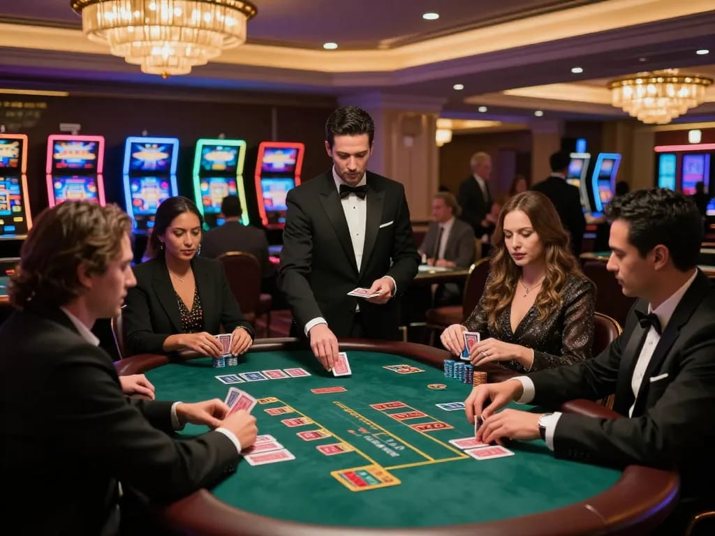 Players enjoy an exciting game of blackjack at VN88 casino, showcasing strategic gameplay.