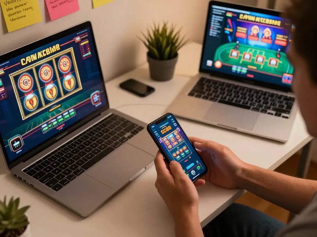 Engaging with the SC88 casino app on a smartphone, showcasing vibrant online gaming.