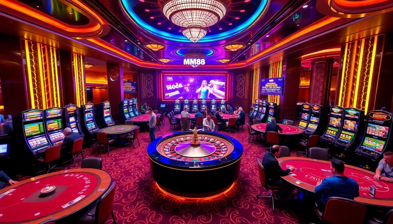 Players enjoying a thrilling game of casino, featuring MM88's top gambling experiences.