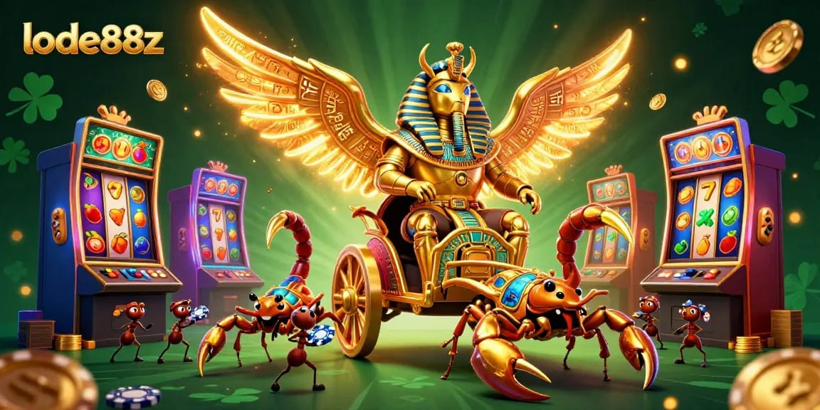 Engage with lode88z gaming action, featuring thrilling slot machines, vibrant characters, and exciting casino elements.