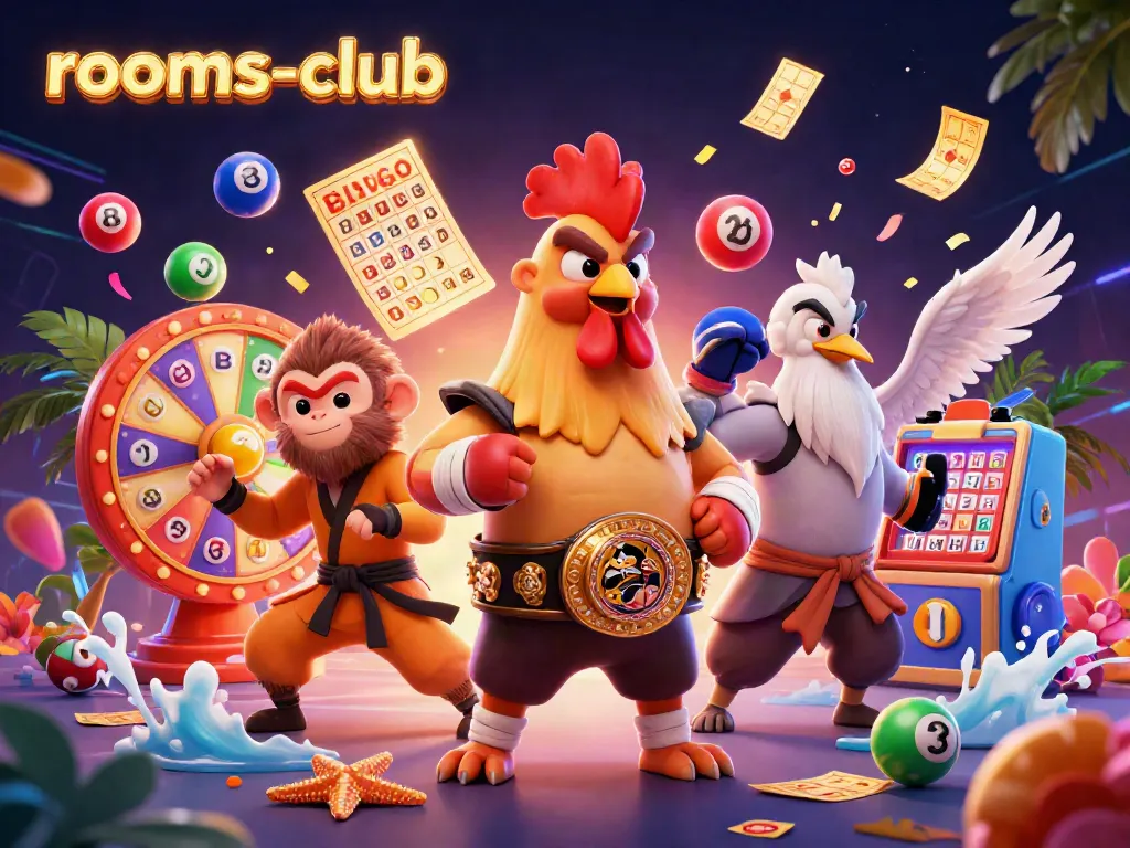 Rasakan keseruan di rooms-club dengan ilustrasi 3D kartun slot yang menampilkan karakter ikonik dalam suasana permainan penuh warna.