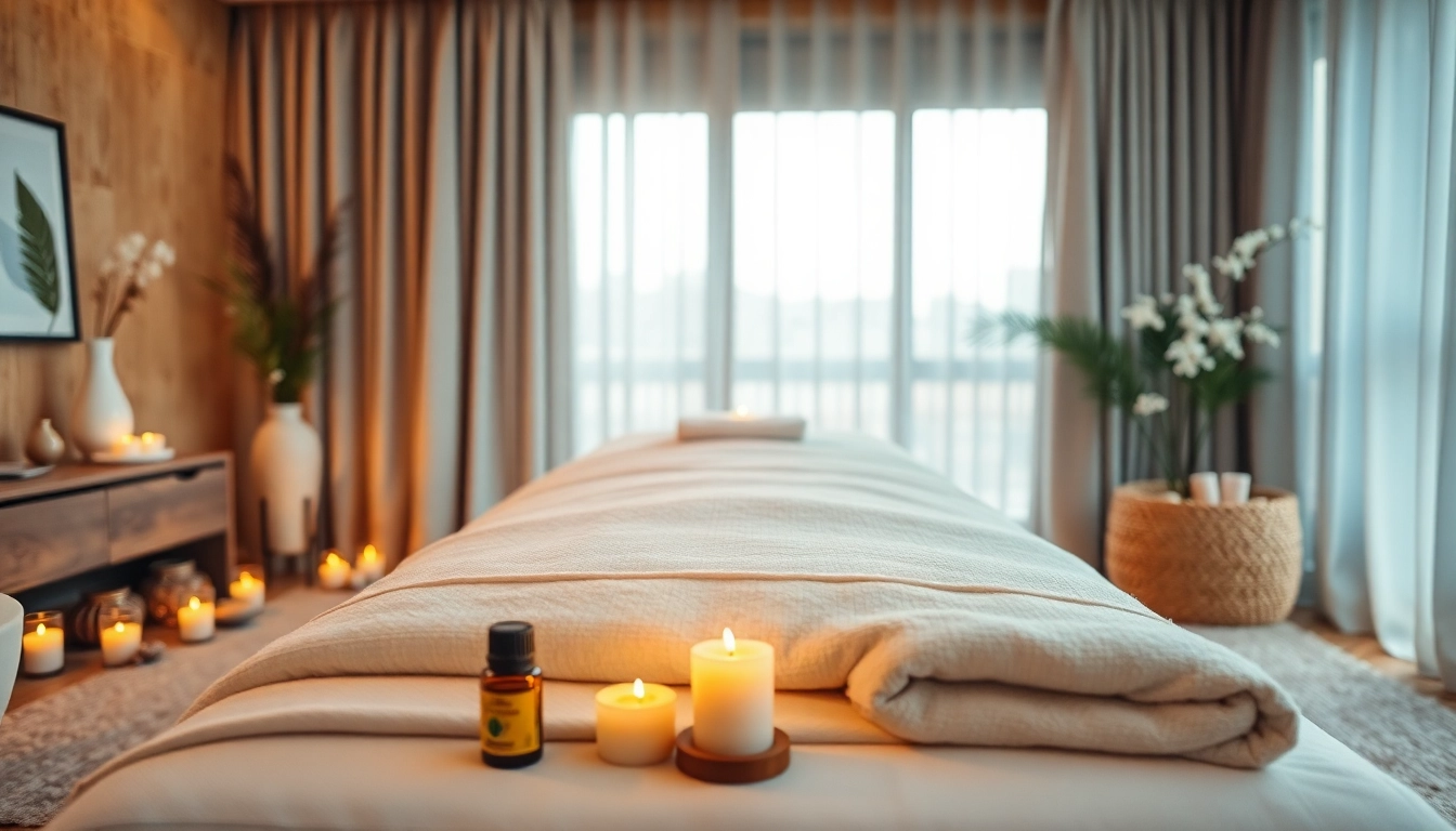 Experience rejuvenating 오산출장마사지 in a serene home environment with an inviting massage setup.