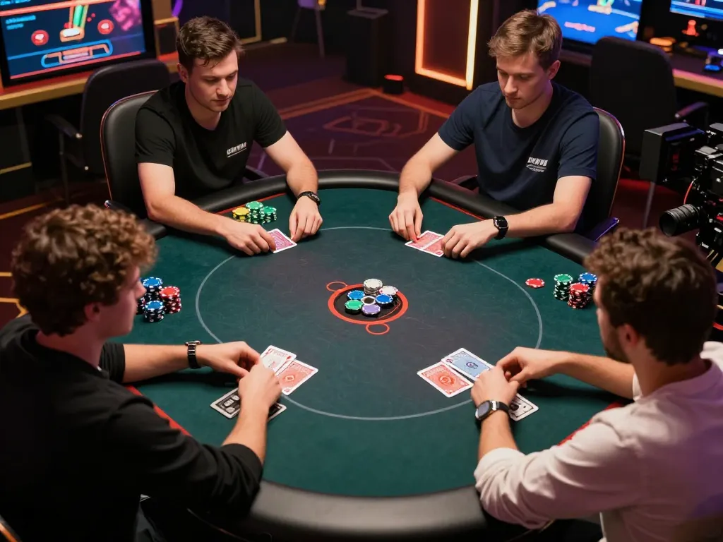 Players strategizing in an online poker game at 98win, capturing a thrilling digital casino experience.