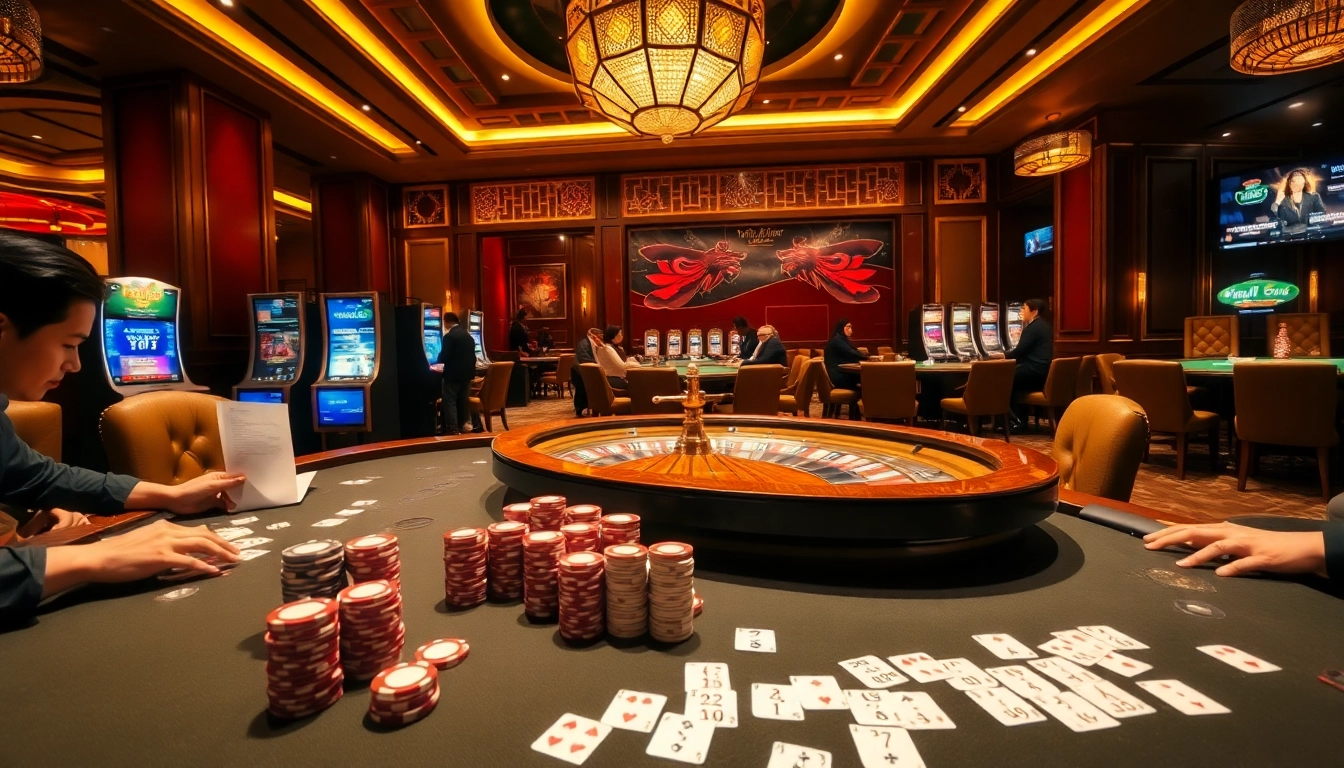 Professional players strategically betting at Nhà cái uy tín hàng đầu châu Á poker and roulette tables