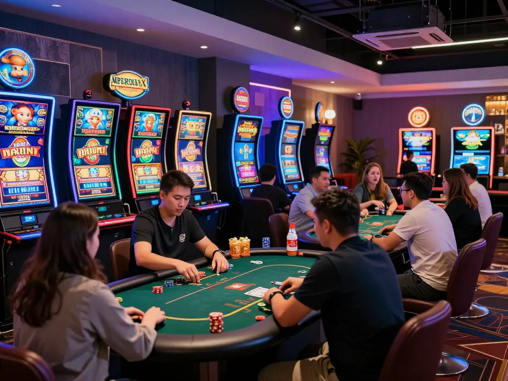 Dynamic online betting experience at Nhà cái 79KING with players engaged in vibrant casino games and virtual slots.