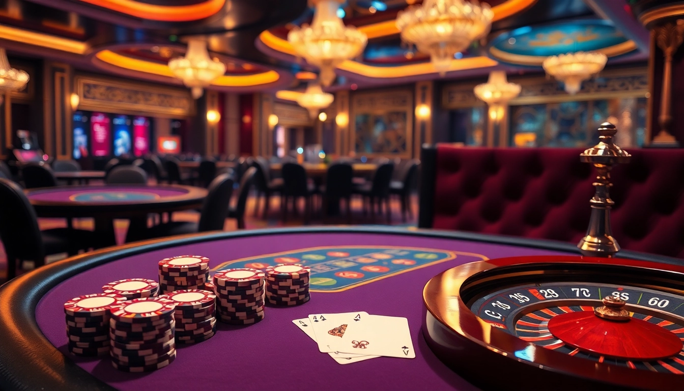 Intensely playing at a vibrant casino poker table with 7M-themed chips and cards.