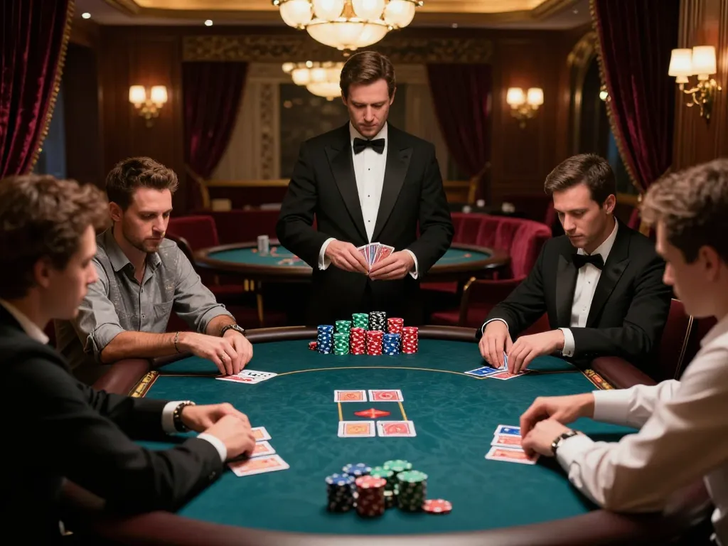 Engaging poker game scene showcasing the patokbet login process as players compete under ambient lighting.