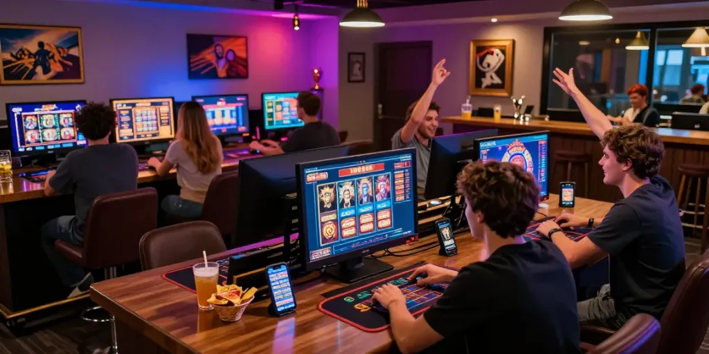 Players enjoying a vibrant online gambling experience at akunjp platform.