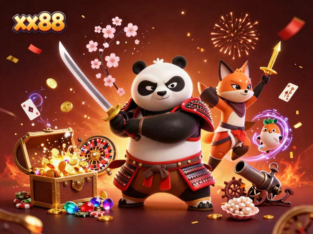 Engage with exciting gameplay at xx88, featuring a vibrant casino scene with animated characters.