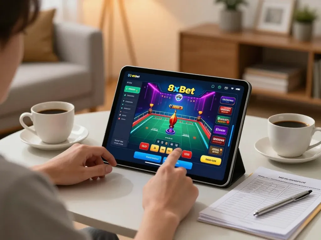 Experience the thrill of online gambling on the nhà cái 8xbet app in a cozy home setup.