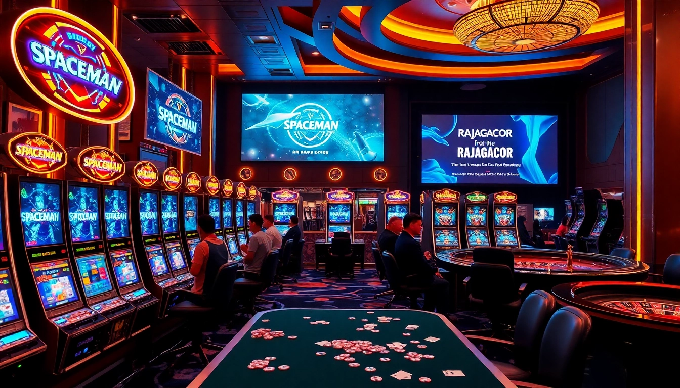 RAJAGACOR slot machines in a vibrant casino setting showcasing thrilling gameplay and excitement.