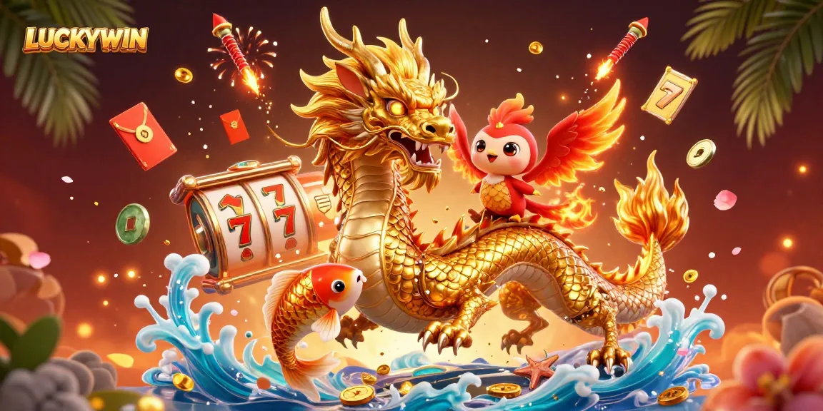 Experience winning at LUCKYWIN with vibrant 3D casino elements and lively characters