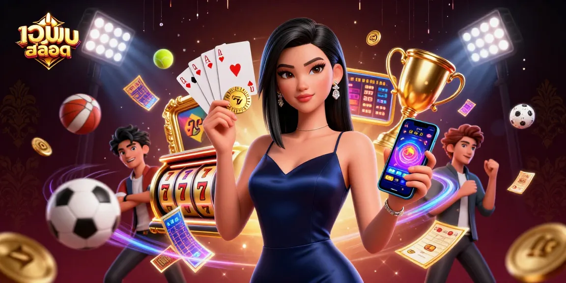 Engage in เว็บสล็อต gaming with a stunning Asian woman showcasing casino excitement and glamour.
