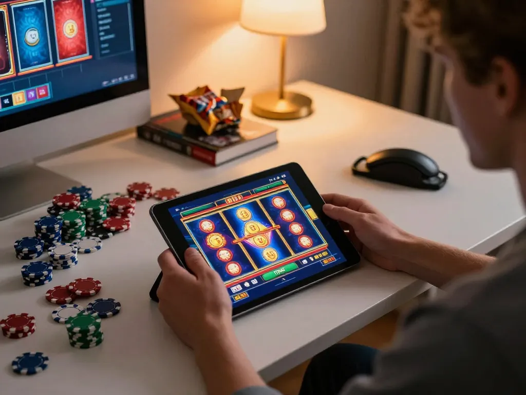 Gincal user enjoying an engaging online slots session on tablet with vibrant interface