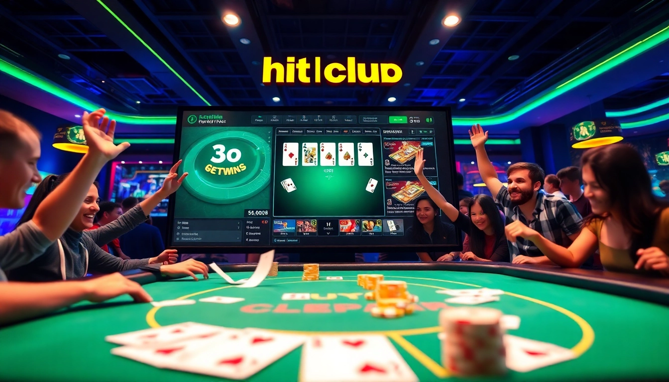 hitclub online gaming platform showcasing real-time excitement with vibrant visuals and happy players.