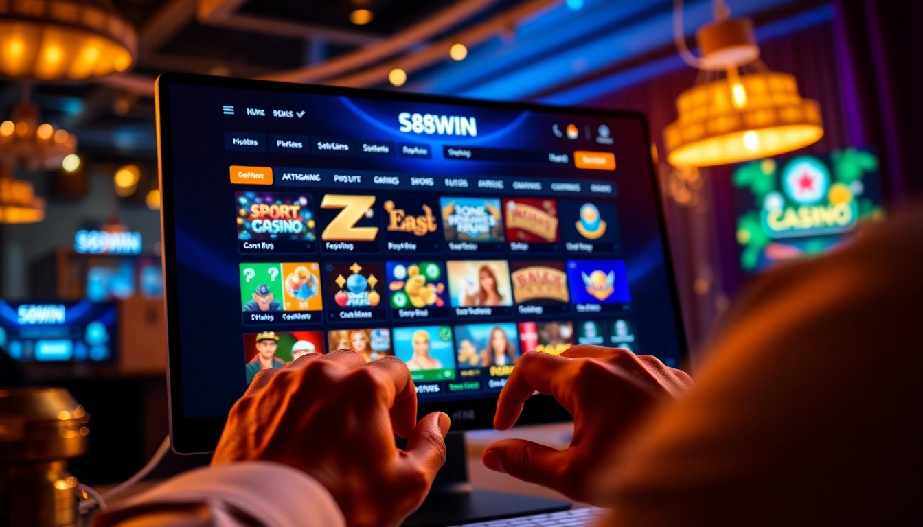 58win online casino platform interface showcasing games and user engagement.