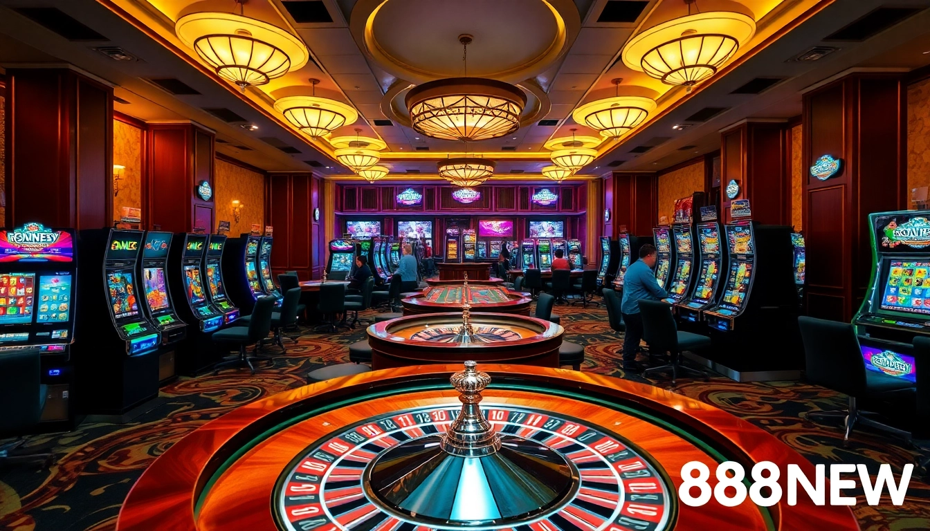 Experience the excitement of gaming at 888NEW with vibrant casino tables and lively atmosphere.