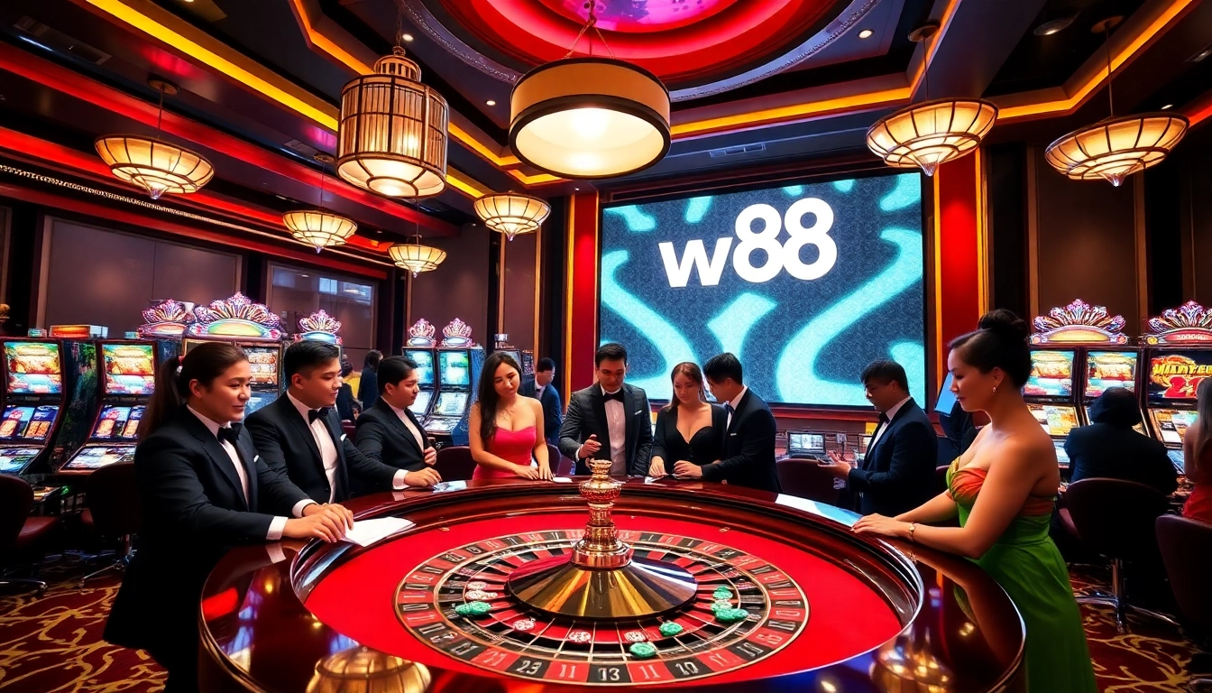 Experience the thrill of playing at WW88's luxurious online casino, featuring vibrant tables and engaging games.