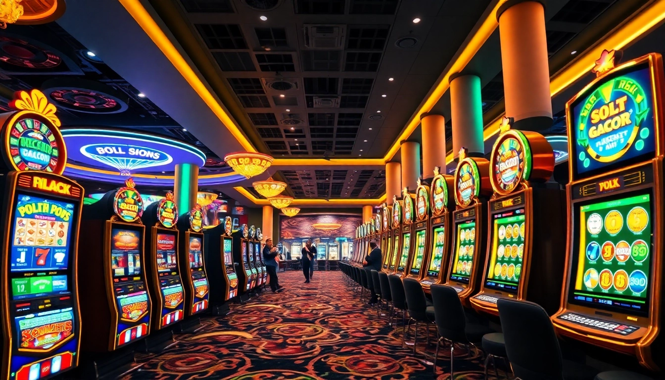 Experience the excitement of Slot Gacor machines with vibrant designs and engaged players.