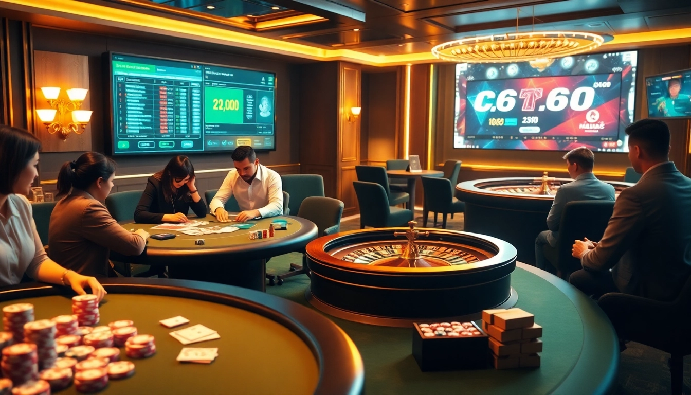 Players enjoying their games at nhà cái uk88's luxurious online casino, showcasing exciting gambling action.