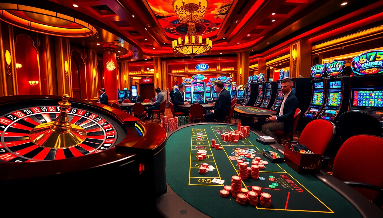 Experience the excitement of betting at https://hbbet5.art/ with vibrant casino visuals of poker tables and roulette wheels.
