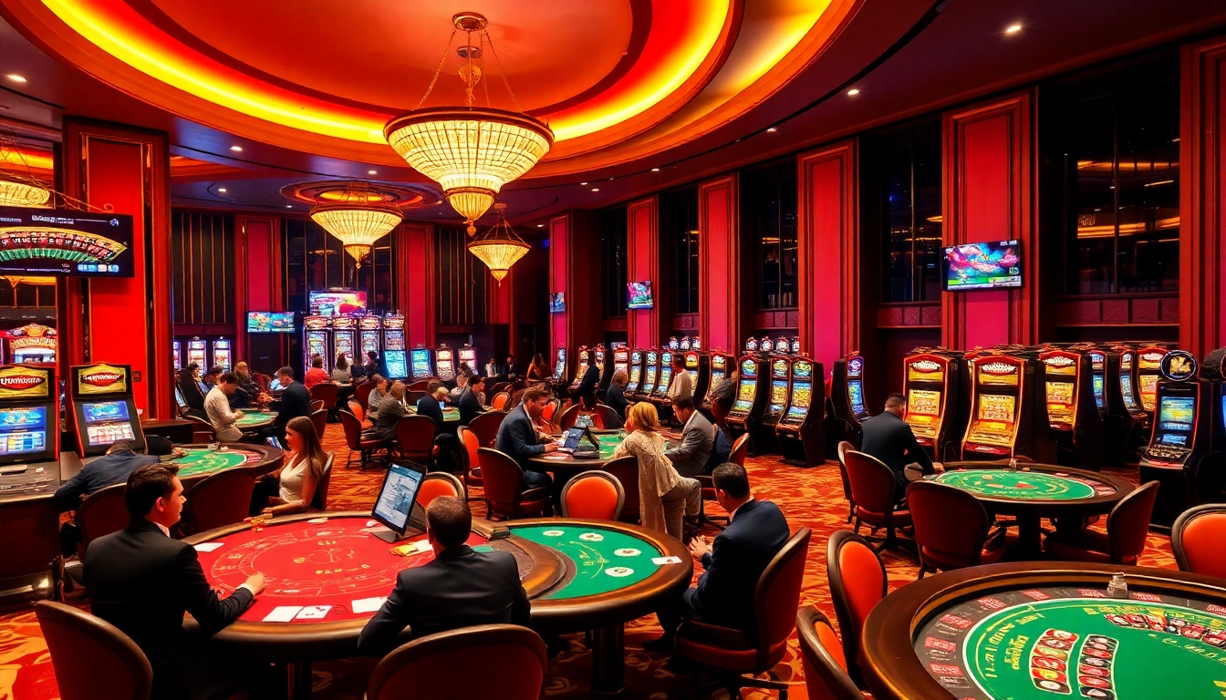 Players enjoying an exciting i9bet gaming experience at luxurious casino tables