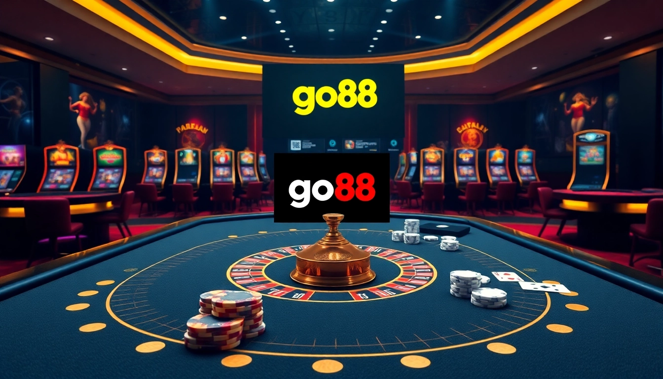 Exciting gaming experience at nhà cái go88 with casino tables and vibrant atmosphere.